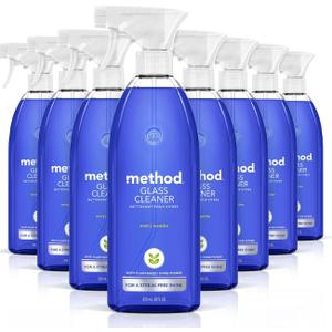 Method Glass Cleaner Spray, Mint, Ammonia Free & Plant-Based Solution, Mirror & Window Cleaner - Great for Indoor & Outdoor Glass Surfaces, 28 oz Spray Bottles (Pack of 8)