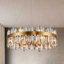 Moooni Round Gold Frame Irregular Crystal Bar Chandelier D31.49"×H9.84'' 