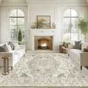 8x10 Area Rugs for Living Room Washable Non Slip Vintage Rug for Bedroom Large Stain Resistant Neutral Farmhouse Indoor Floor Carpet Dining Room Home Office Decor (Brown/Ivory,8'x10')