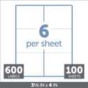 Office Depot White Inkjet/Laser Shipping Labels, 3 1/3in. x 4in., Box of 600, 505-O004-0010