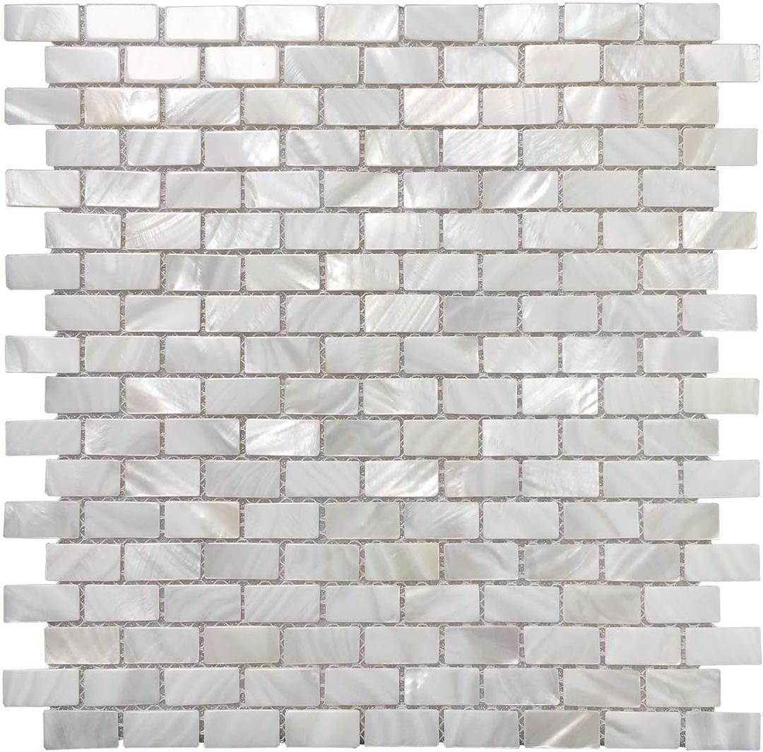 Art3d Peel and Stick Mother of Pearl Shell Mosaic Tile for Kitchen Backsplashes, 12" x 12" Pack of 6(Pearl White)