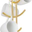 Spectrum Diversified Euro Kitchen Countertop 8-Cup Mug Holder Tree, Coffee Cup Holder with 8 Hooks, Gold