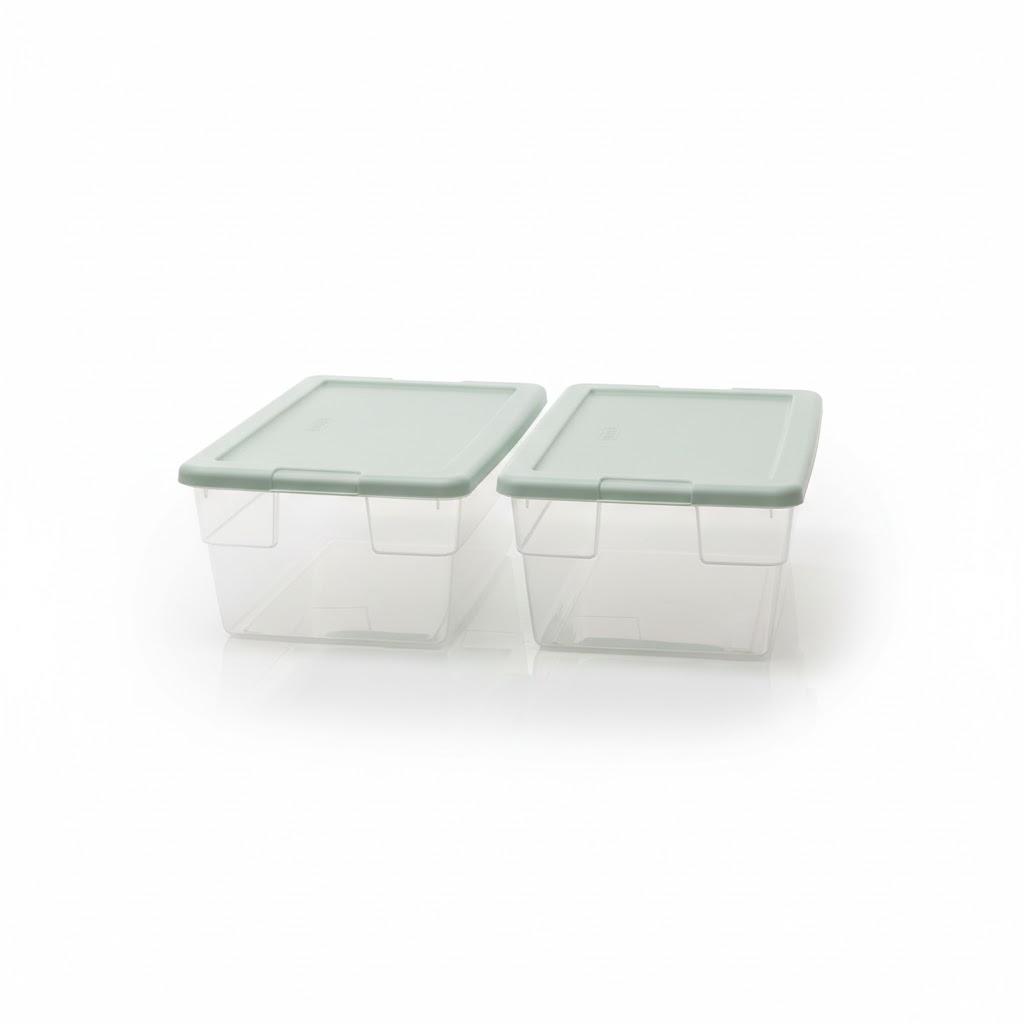Sterilite 2-Pack Stackable Storage Bin with Lid, Clear Plastic Design, 6 Quart