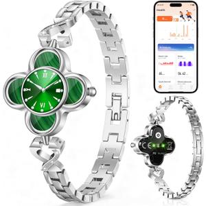 Silver Watch for Women, Luxury Casual Fashion Women's Wrist Watches with Smart Notifications, 24/7 Blood Pressure/Sleep/Heart Rate/Sport Monitor, IP68 Waterproof Women Smart Watch with Free APP