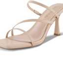 Shoe'N Tale Strappy Kitten Heels For Women Stiletto Mules Square Open Toe Slip On Sandals, 7