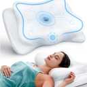 Ease Now Cervical Neck Pillow for Pain Relief, Beauty Sleeping Cooling Pillow for Side Back Stomach Sleeper, Odorless Memory Foam Bed Pillows Deep Sleep,Ergonomic Orthopedic Neck Support (White)