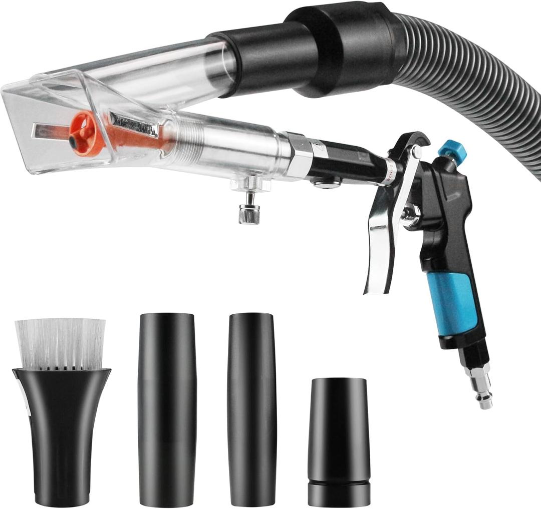 GOCCIDA 2IN1 Car Interior Detailing Air Blow Gun & Vacunm Gun with Adjustable Air Flow Nozzle,Cleaning Gun Quickly Blasts Dirt and Dust from Surface Works with Air Compressor(Upgrade Rotate Tube) 