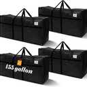 Windyun 4 Pack 155 Gallon Extra Large Moving Bags XXL Heavy Duty Storage Bag with Strong Zipper Handle Jumbo Big Tote Box Foldable for College Dorm Travel Clothes Duffle Blanket Pillow(Black)