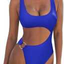 SUUKSESS Women Sexy One Piece Tummy Control Swimsuit Cutout Backless Bathing Suit M