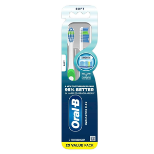 OralB Pro Health Fights Plaque & Tartar, 2 Count Soft Manual Toothbrush Pack, Indicator Bristles, Plaque Fighter, Gentle on Teeth