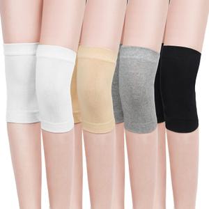 Geyoga 4 Pairs Knee Warmers for Women Men Breathable Leg Warmers Knee Brace Pad Leg Compression Sleeve for Cycling Running Sports(White, Black, Nude Color, Gray, Large)