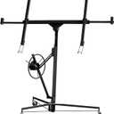 Elevon 11FT Drywall Lift Panel Hoist Jack Lifter, 150LBS Heavy Duty Sheetrock Lift, Rolling Caster Wheels, Lockable Construction Tools, Adjustable Telescopic Arm, Black