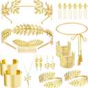 21 Pcs Greek Goddess Accessories for Women Leaf Crown Headband Toga Belt Leaf Arm Cuff for Halloween Cosplay Party Greek Costume Set