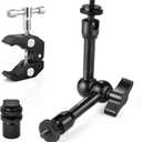 UTEBIT 9 inch Magic Arm with Super Clamp, 360 Ball Heads with 1/4" & 3/8" Threads Screws Articulating Magic Arm Camera Mount for Monitor, Flash, LED Light, Microphone, Camera Cage, Action Camera