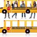Threehoney 6 ft School Bus Cardboard Cutout Photo Prop Back to School Selfie Bus Party Decoration Welcome First Day of Schools Photo Booth Cutout Stand Decor Office Classroom Party Supplies