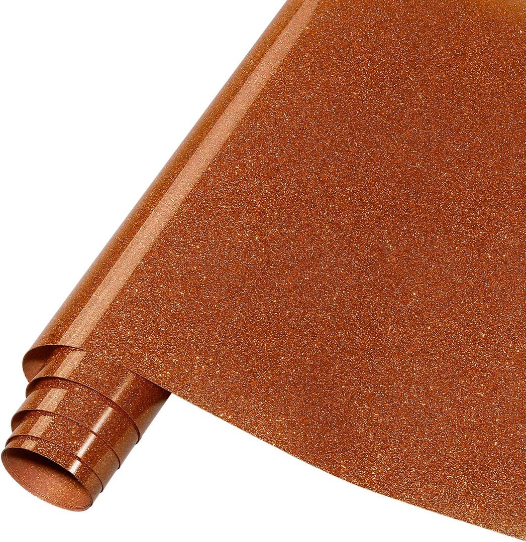 Tintnut Copper Glitter HTV Vinyl Roll -12" x5ft Gold Glitter Heat Transfer Vinyl Shinny Glitter Iron On Vinyl for T-Shirts Glitter HTV