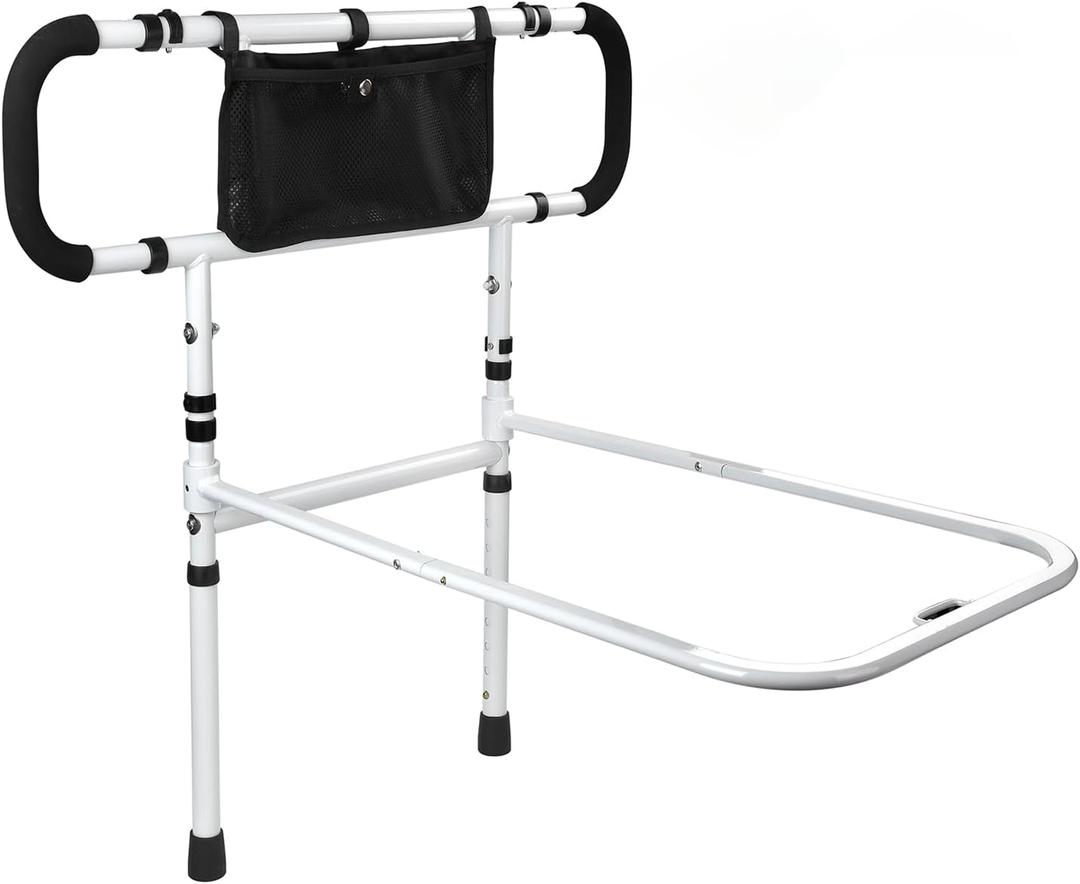 MEDOTS Bed Rails for Elderly Adults, Adjustable Height and Width with Leg Bed Assist Rails for Seniors, Bed Rails with Safety Handles and Storage Pocket, Fits King, Queen, Full, Twin - 300 lbs