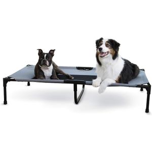 K&H Pet Products Outdoor Elevated Dog Cot, Breathable Cooling Elevated Cot Hammock Pet Bed for XL Dogs, Washable Mesh Cover, Raised Metal Frame, Collapsible, Portable - Extra-Large 50 X 32in Gray