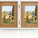 RiteSune Rustic 2 Picture Frame 5X7 Distressed Photo Frames with Beads for Tabletop Display, Vintage Picture College Frame for Present (boho 5X7 White)