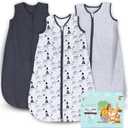 Cute Castle Baby Sleep Sack 6-12 Months - Lightweight 100% Cotton 2-Way Zipper TOG 0.5 Infant Wearable Blanket, Newborn Essentials Toddler Sleep Clothes, 3 Pack(Dark Gray, Light Gray, Bear)