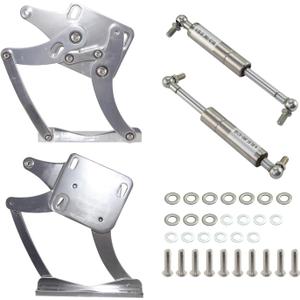 Left and Right Side Billet Hood Hinge Kit Pair Compatible with 1964-1966 Ford Mustang Comet Falcon Fairlane 1964-1965 Aluminum Silver