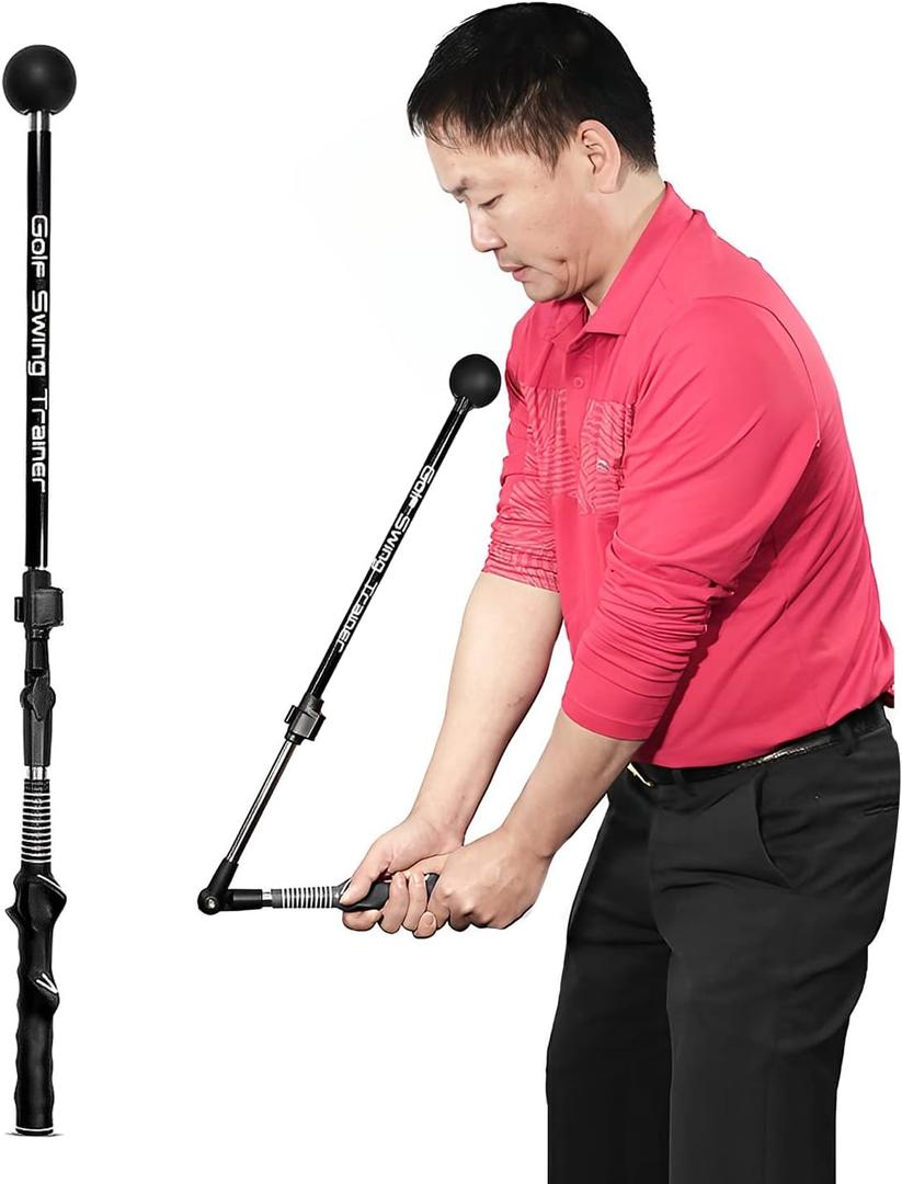 Golf Swing Trainer,Adjustable Portable Golf Training Aid to Improve Hinge, Forearm Rotation, Shoulder Turn,Beginners Improve Golf Swing Exerciser Training Aid (Black)