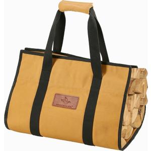 WHITEDUCK TUFF Large Firewood Carrier 21 Oz. Heavy Duty Waxed Canvas Log Carrier Holder for Fireplace, Carrying Wood Indoor & Outdoor (Tan, Rectangle (39"x18"))