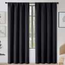 OWENIE Sally Black Blackout Curtains for Bedroom Living Room 72 Inch Length 2 Panels Set, Privacy Thermal Insulated Rod Pocket Window Curtains for Patio French Front Door, W40 x L72 Inch, Black