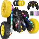 Jimdella Remote Control Car,RC Cars with Sides Light Strip and Headlights,Double Sided 360 Flips Rotating RC Stunt Car,2.4Ghz All Terrain Toys for Ages 4-8 Kids Toy for Boys Birthday Gift(Black)