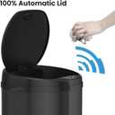 iTouchless 50 Liter / 13 Gallon Sensor Kitchen Trash Can with Odor Filter Slim Round Black Stainless Steel Automatic Garbage Recycling Bin for Home, Office, Business, Garage