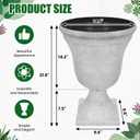 Dandat 1 Pack Large Outdoor Urn Planter 22 inch Tall Plastic Planter for Front Proch Classic Vase Decorative Garden Pot for Indoor Outdoor Door Patio Deck Decor(White)