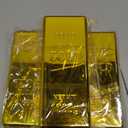 3pcs Fake Gold Bar Replica Golden Brick for Stage Decoration Pirate Costume Party Supplies, Bank Pretend Play (6.5 Inch).