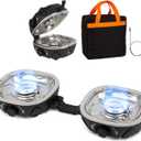 INFOOD Propane Camping Stove 20,000 BTU - Portable 2 Burner Gas Stove with Adjustable Flame Control, Piezo Ignition, Carry Bag & Propane Adapter Hose, Folding Design for Camp, BBQ, Tailgating, Black