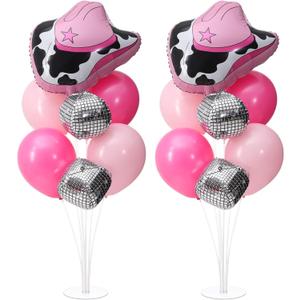 2 Set Cowgirl Party Decorations Disco Ball Balloon Disco Cowgirl Party Decorations for Birthday Pink Baby Shower Supplies (Disco Ball)