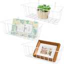 3PCS Wire Baskets,Metal Wire Storage Basket,Wall Hanging Bin and Display Basket for Kitchen,Cabinet,Pantry,Bathroom,Home Decor Supplies,Potted Plants,White