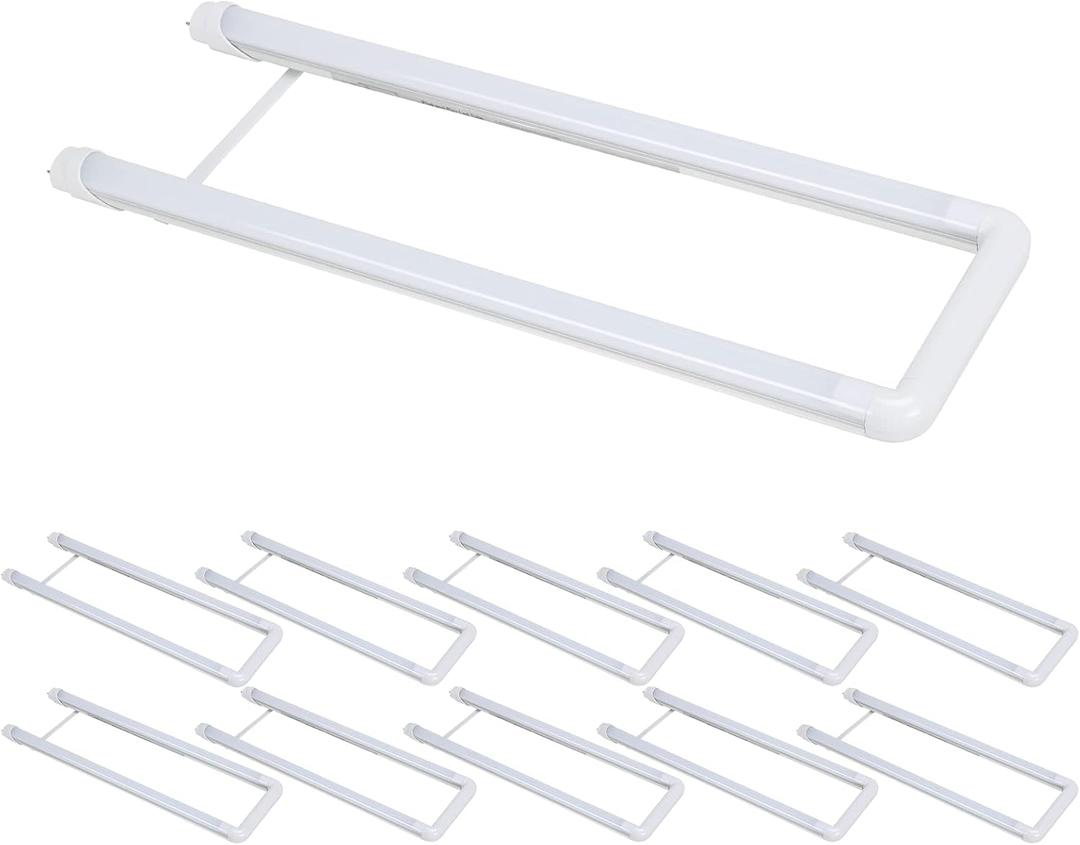 2FT T8 T12 U Shaped LED Tube Light, 15W (36 watts Equivalent) 5000K Daylight, 24IN Led Replacement for U Bend Bulbs, Direct or Ballast Bypass, UL&DLC Listed(10 Pack)