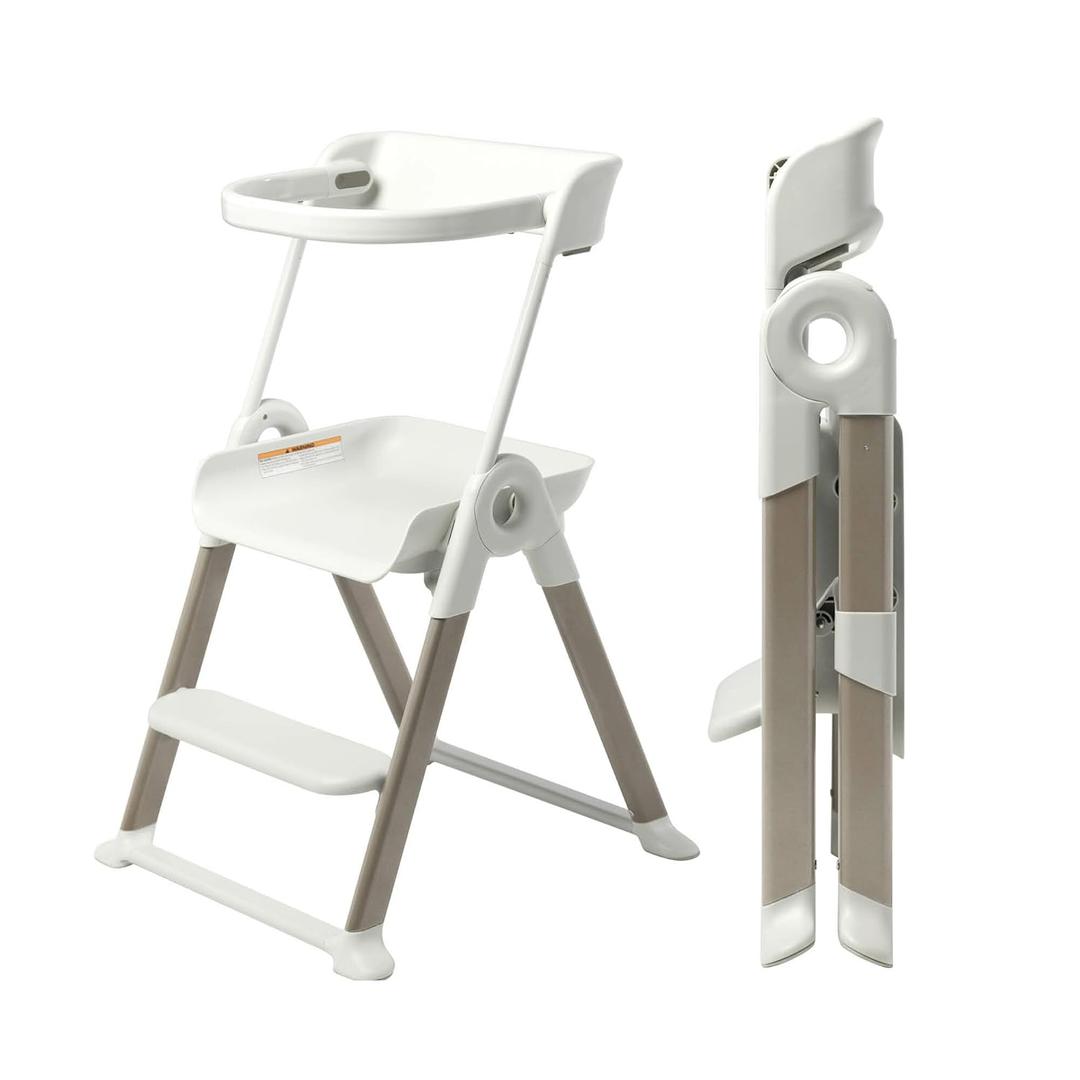 Boon Pivot Toddler Tower Kids Kitchen Step Stool - Folding Toddler Step Stool for Bathroom Sink or Kitchen Counter - Step Stool for Toddlers with CPC Certification - White - Ages 18 Months to 4 Years