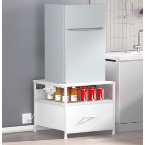Mini Fridge Stand with drawer Storage,shelf & Power Outlet
180lb Mini Fridge Table with Charging Station,Heavy duty small refrigerator shelf,end table for Living Room,Home Kitchen
