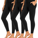 NEW YOUNG 3 Pack Leggings with Pockets for Women,High Waisted Tummy Control Workout Yoga Pants, Size -XXL