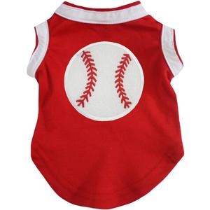 Petitebella Baseball Puppy Dog Shirt (Red, X-Large)