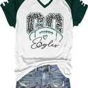 Football Shirts for Women Game Day Shirt V Neck Football Graphic Tee Funny Sunday Casual Short Sleeve Tops XL