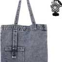 Micmores Tote Bag Denim Purse for Women Vintage Handbags Trendy Shoulder Bag Jean Purse for Work Travel Shopping