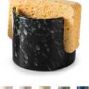 Sponge Holder for Kitchen, Ceramic Sink Caddy Scrub Sponge Rack Dish Rack Scrubbers Holder for Kitchen Sink, Bathroom, Black (Cylindrical)