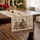 2 x Croar Merry Christmas Pine Tree Dining Table Runner, Xmas Buffalo Plaid Wood Ornament Burlap Kitchen Decoration, Winter Holiday Farmhouse Indoor Outdoor Home Decor Party Supply 13 x 72 Inches