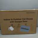 Heated Cat House for Outside, Waterproof Awning & Escape Door Heated Cat Houses for Indoor/Outdoor Cats in Winter, Elevated & Insulated Outdoor Cat Shelter for Feral Cat(Black Camo, 25"x16"x12")
