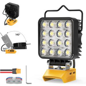 LED Work Light Compatible with Dewalt 20V Battery, 48W 4800LM Flashlight, 20V Battery Cordless Work Light with Low Voltage Protection & Dual USB & Type-C Charging Port (48W)