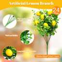 Tigeen 24 Pack Lemon for Decoration Fake Lemon Branches Artificial Vivid Yellow Faux Lemons Tables Centerpiece for Kitchen Stem Fruits for Home Spring Summer Decor