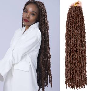 ZRQ 6 Packs Butterfly Locs Crochet Hair Extensions 30 Inch Brown Distressed Faux Locs Handmade Soft Locs Pre looped Boho Goddess Locs Natural Messy Goddess Soft Loc 30#