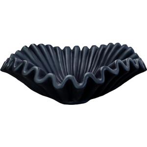 Large Decorative Handmade Bowl Decor, Modern Home Decoration, Fan Shaped Bowl, Ruffle Decor, Stylish Key Bowl for Entry Table, Decorative Fruit Bowl for Kitchen Counter, Black (10.5inch)