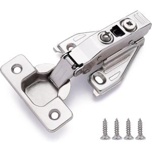 DecoBasics (50 PCS) Full Overlay Soft Close Cabinet Hinges for Kitchen Cabinets - 105 Face Frame Concealed Cabinet Door Hinge -3 Way Adjustability -Clip on Plate & Matching Screw 4 Easy Installation